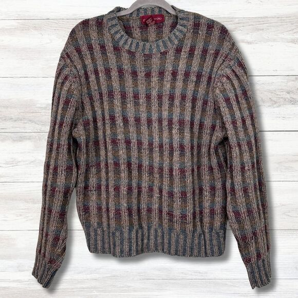 Vtg John Ashford Shetland Wool Sweater Mens Large Rib Knit Grandpa Cosby Biggie - Picture 1 of 10
